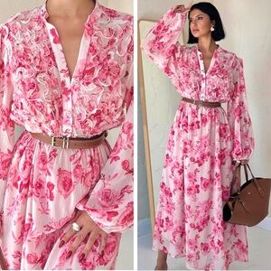 NWT✨HTF | Zara Pink Floral Maxi Dress